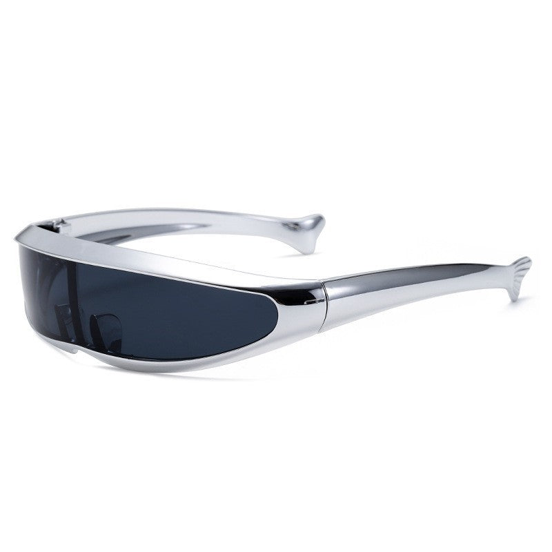 Dame Futuristisk Designer-solbrille med stilig gullramme Skanto