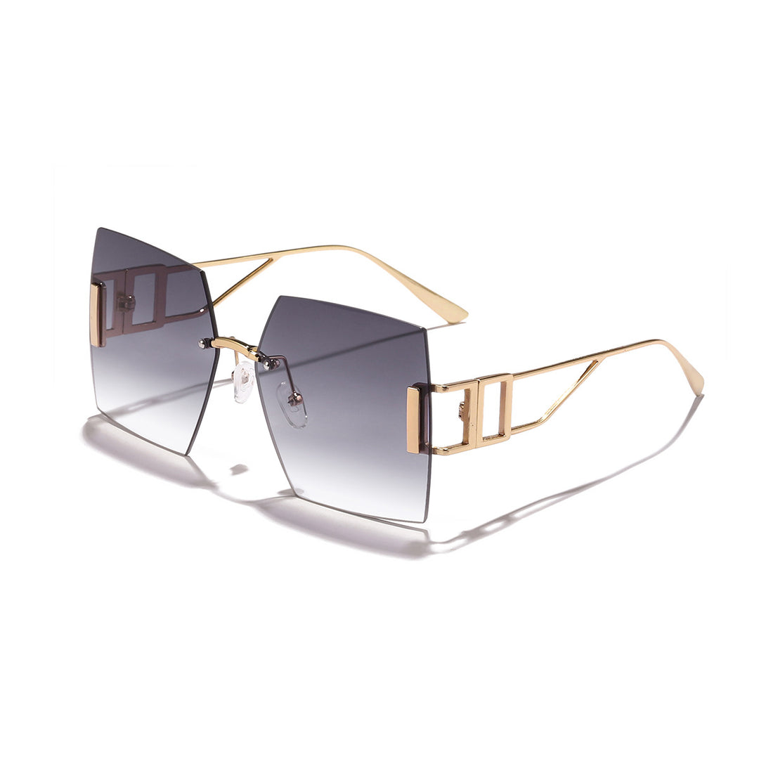Dame kvadratisk solbrille med luksuriøs metallramme Skanto