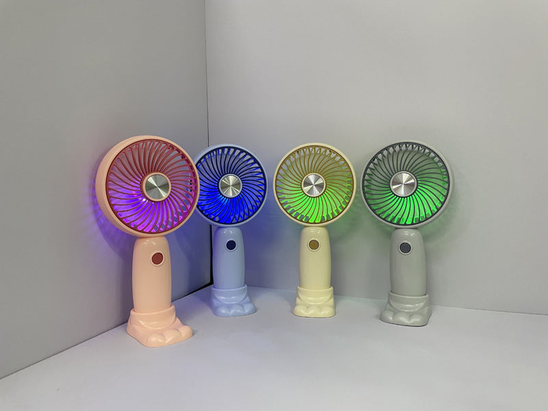 Unisex Bærbar Håndvifte med LED-belysning og kreativt design Skanto