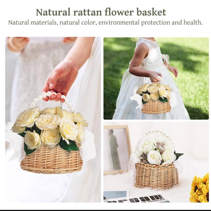 Dame blomsterkurv med elegant perlepynt Skanto