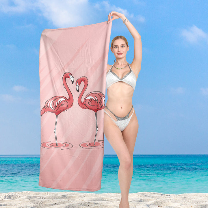 Premium Strandhåndkle med livlig flamingo-design Skanto