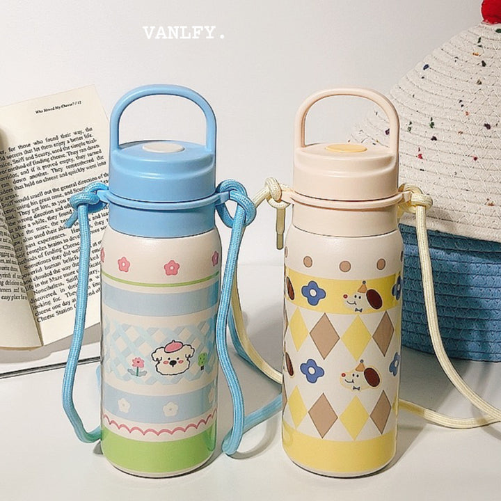Damen Isoliertrinkflasche mit durchgehendem Tierdesign und Trageriemen Skanto