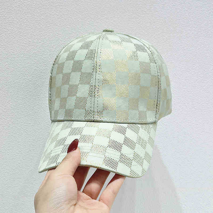 Kvinne Stilige Rute Mønster Baseball Caps Skanto
