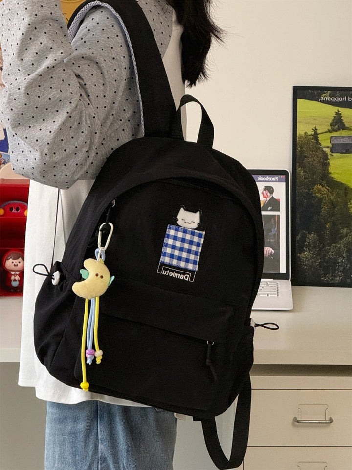 Katt- brodert kompakt skole ryggsekk
