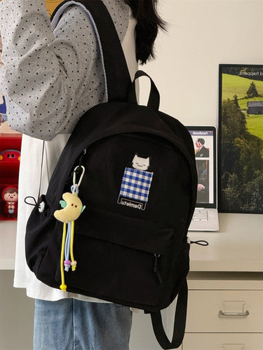 Katt- brodert kompakt skole ryggsekk