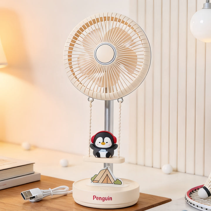 Dame bordvifte med søtt pingvin-design og USB-ladefunksjon Skanto