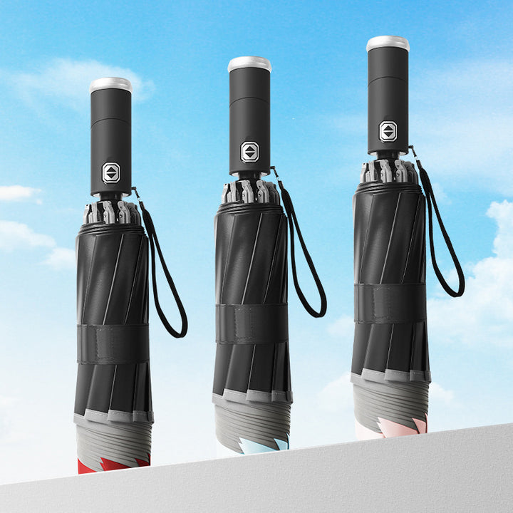 Damer kompakt og innovativ dobbel-trigger-regnparaply Skanto
