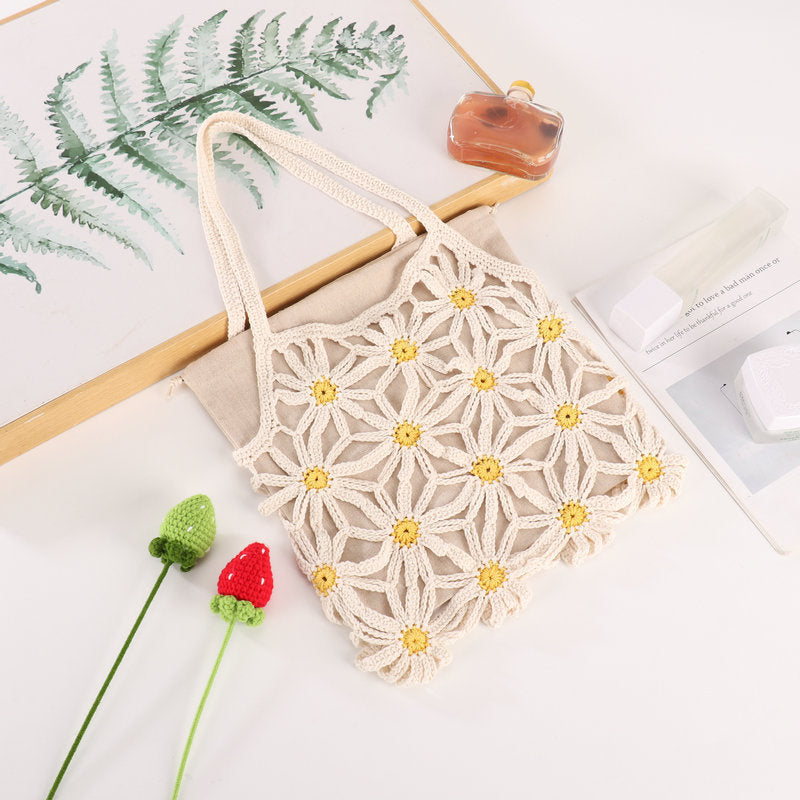 Håndlagd blomsterdekorert handlenett Skanto