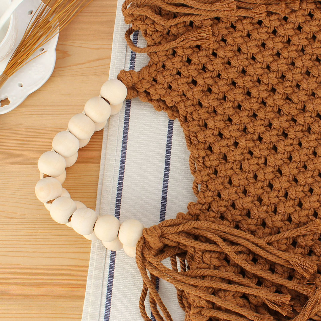 Hand-knotted Tote Bag with Decorative Fringes Skanto