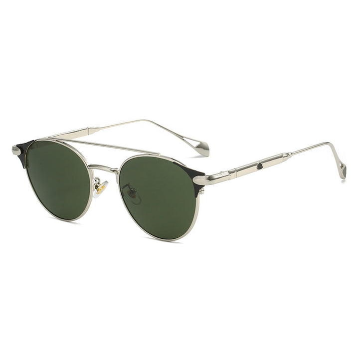Dame rund Vintage-solbrille med høykvalitets metallramme og robust design Skanto