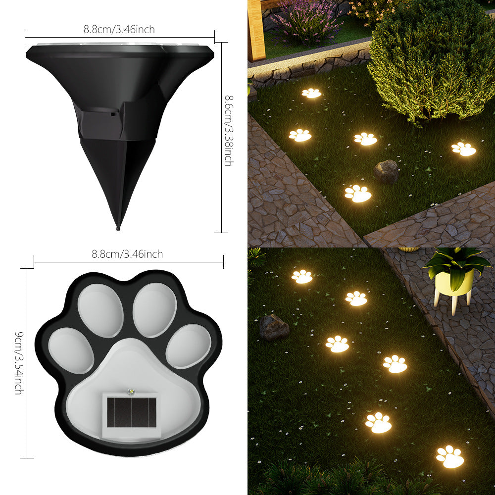 Paw Print Solenergi Hagebane Stake Lys Med Integrert Panel Og Bakke Spike Montering Skanto