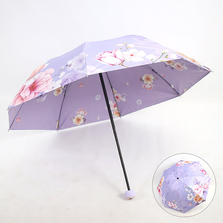 Dame Faltbar Paraply med Elegant Blomsterdesign Skanto