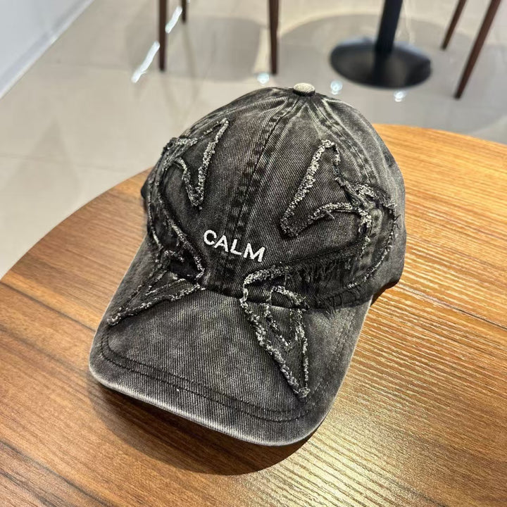 Unisex Slittet Denim Brodert Caps Skanto
