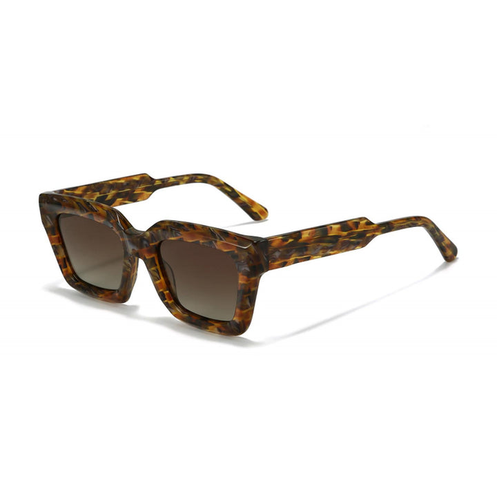 Dame firkantet solbrille med moderne plastikkinnestel og myke linser Skanto
