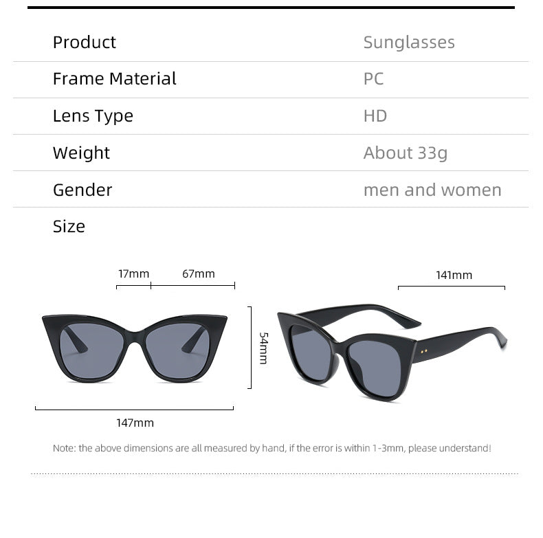Dame ekstravagante Cat-Eye-solbriller med speilreflekterte linser Skanto