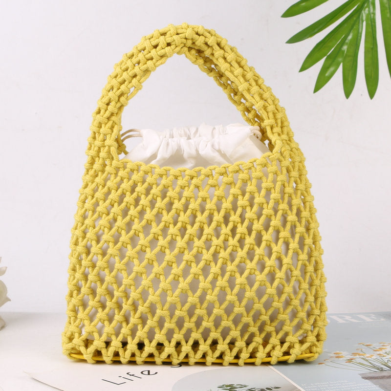 Håndknutet totebag i naturlig bomull Skanto