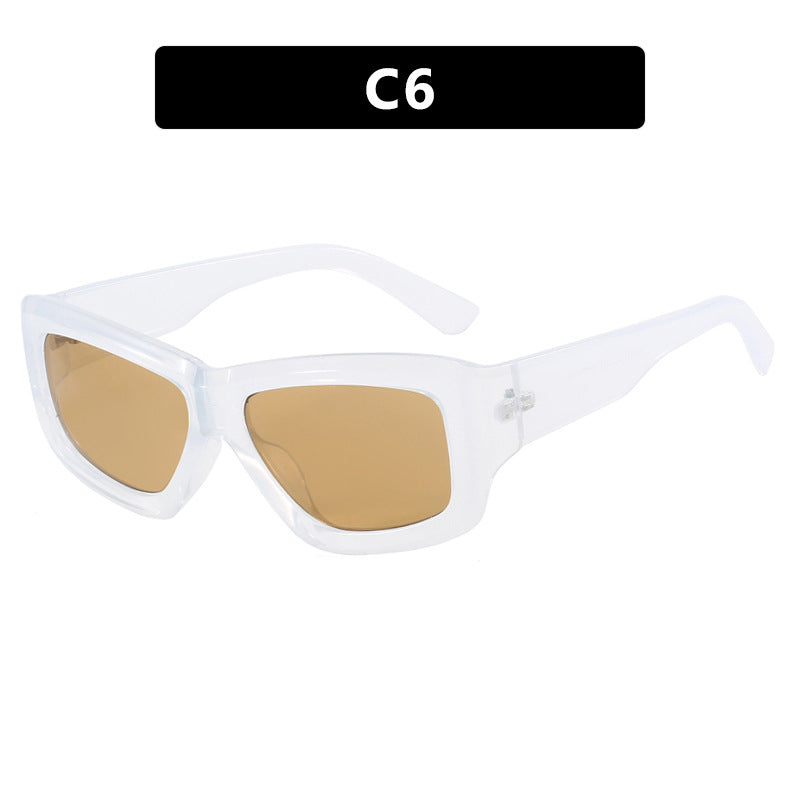 Dame trendy firkantet solbrille med gjennomsiktig ramme og komfortable linser Skanto
