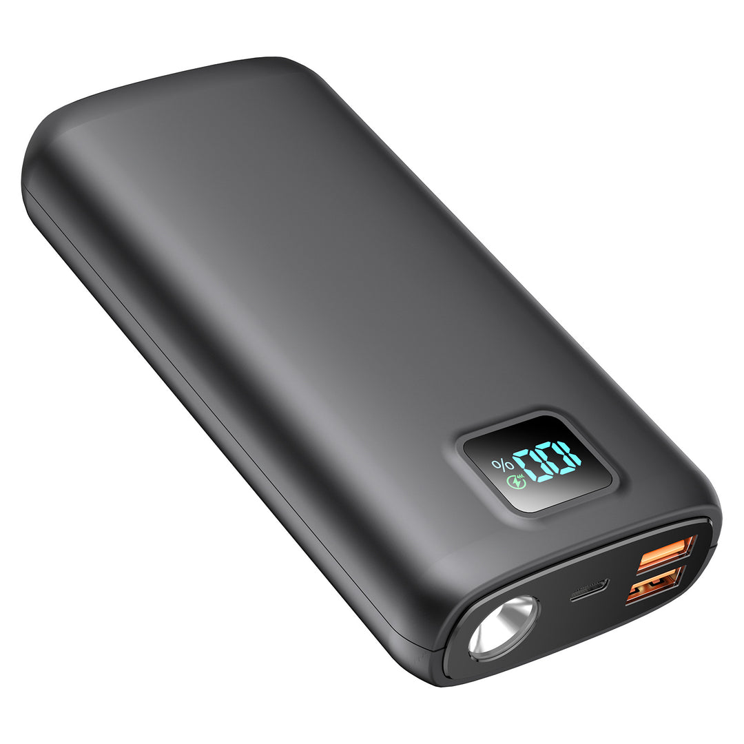 Powerbank med integrert LED-lommelykt og digitalt display Skanto
