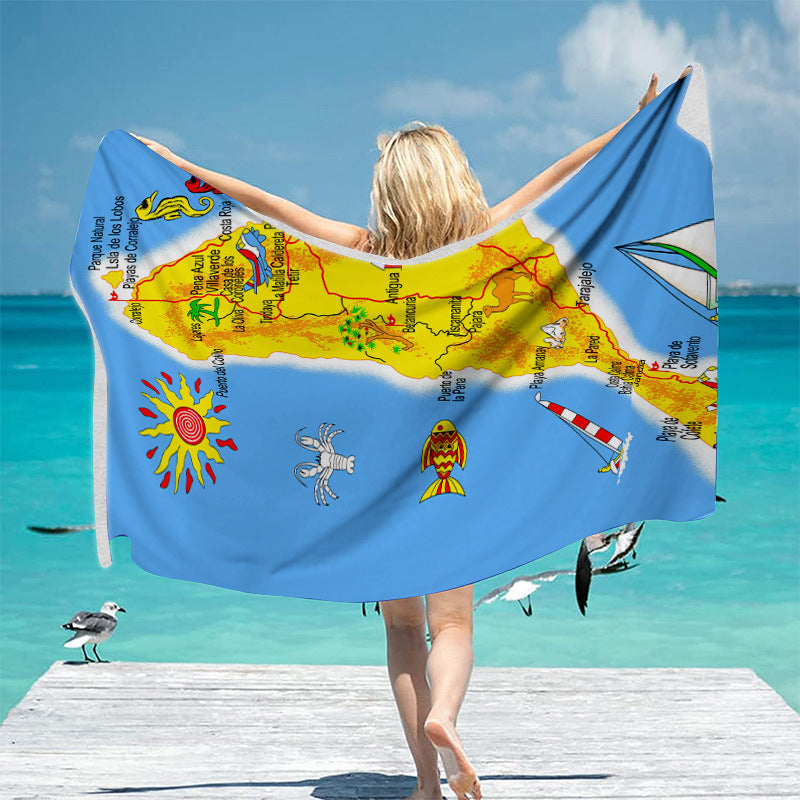 Strandhåndkle med unike geografiske motiver Skanto