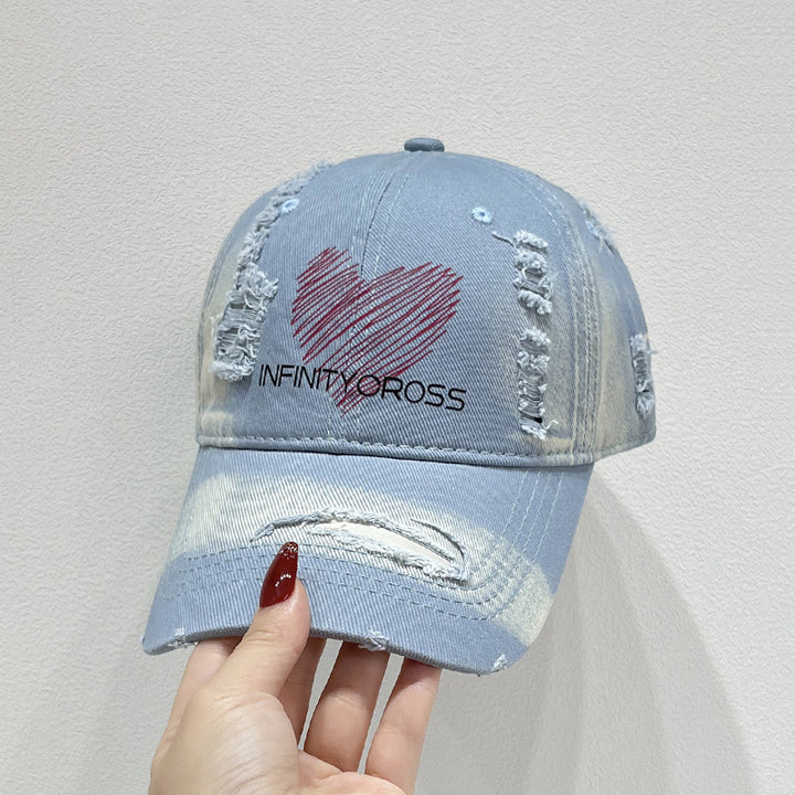 Kvinnenes Slitt Hjerte Brodert Baseball Cap Skanto