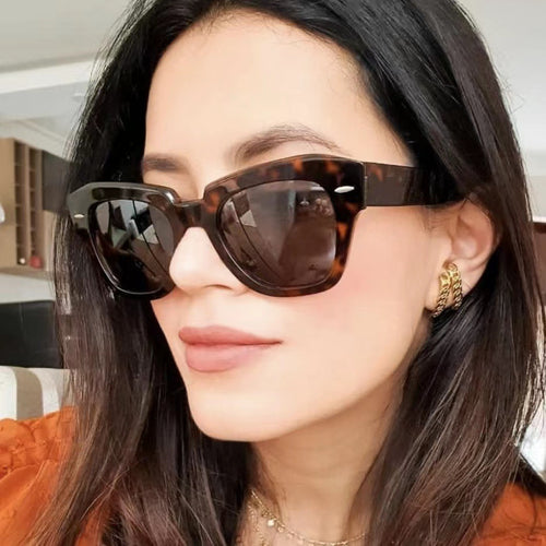 Dame stilig solbrille i moderne design med gjennomsiktig ramme Skanto