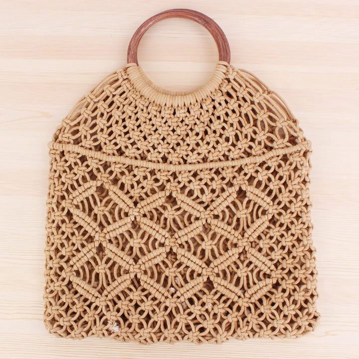 Makramee Tote bag with Double-layered Inner pocket Skanto