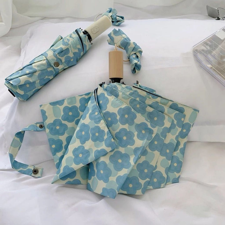 Damen Sammenleggbart paraply med blomsterdesign Skanto