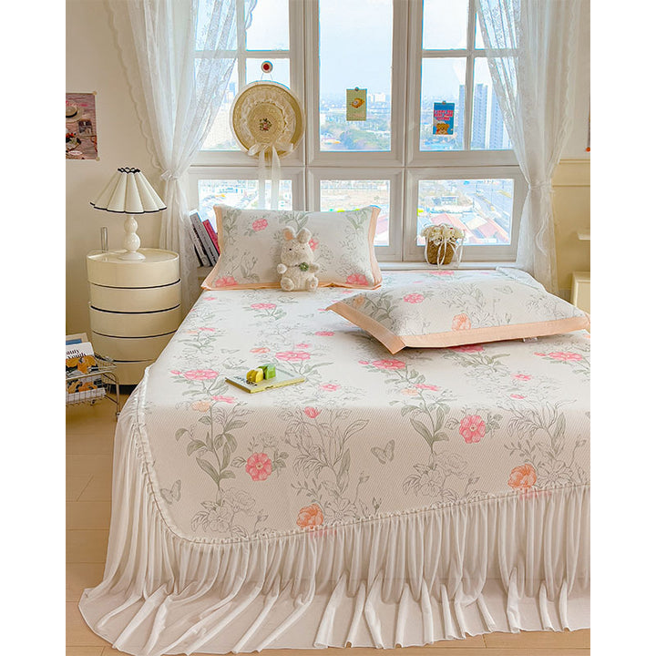 Dame Elegant og dekorativ sengeteppe-sett med lyst blomsterdesign Skanto