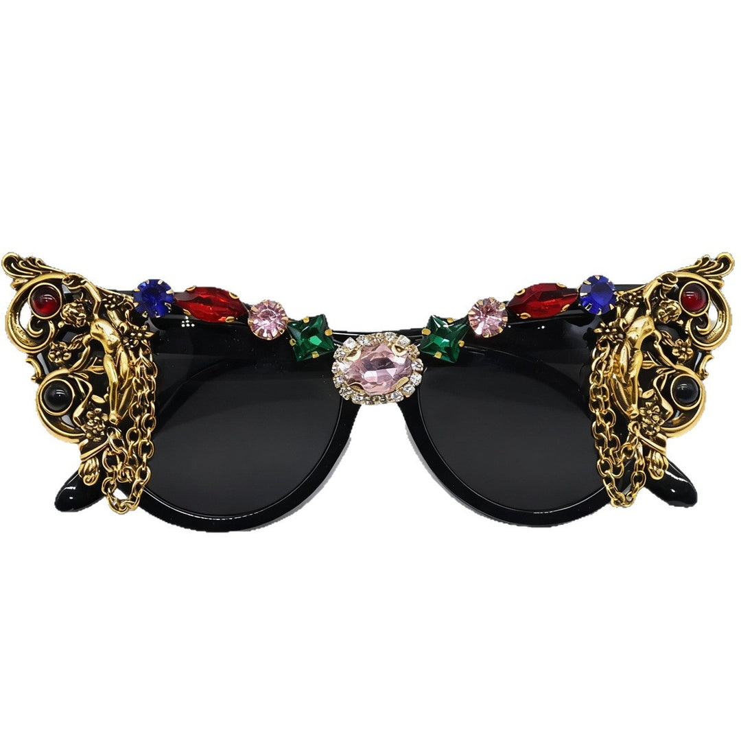 Dame ekstravagant glamour-solbrille med kunstneriske dekorasjoner Skanto