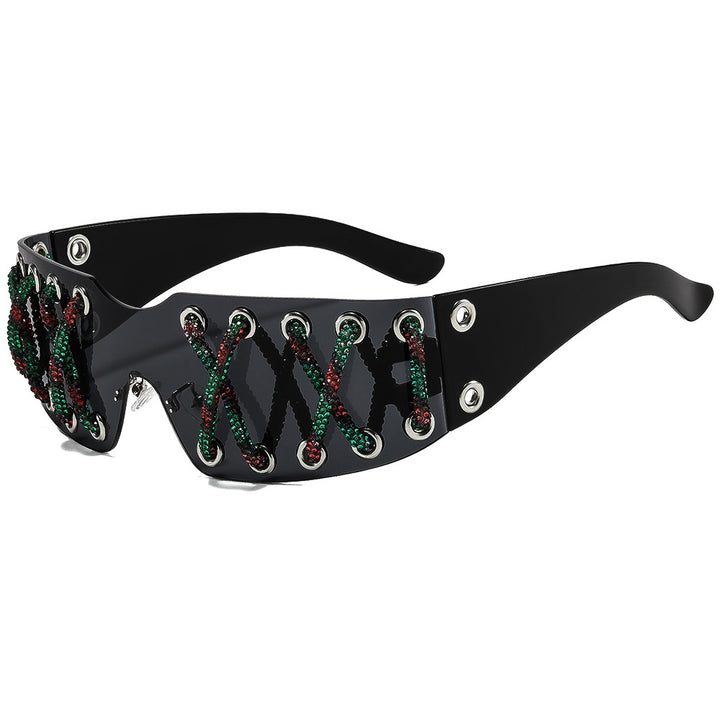 Dame futuristisk design solbrille med unik dekor Skanto