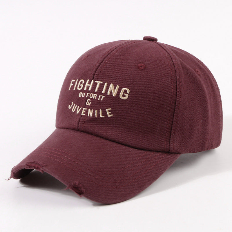 Kvinne Slitt Bomulls Cap med Motiverende Broderi Skanto