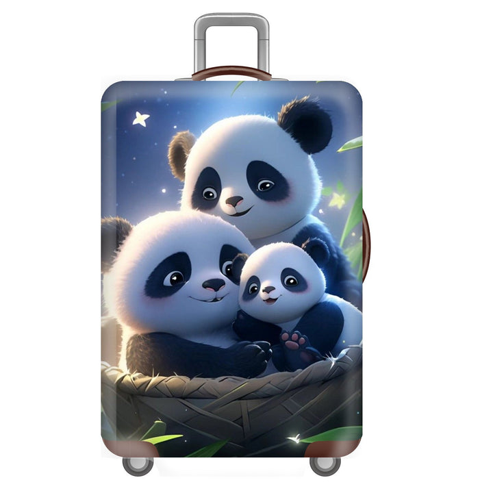 Unisex nan elastisk koffertrekk for hardplast trolley med søtt panda-motiv, elastisk beskyttelsestrekk med håndtak- og hjulåpninger Skanto