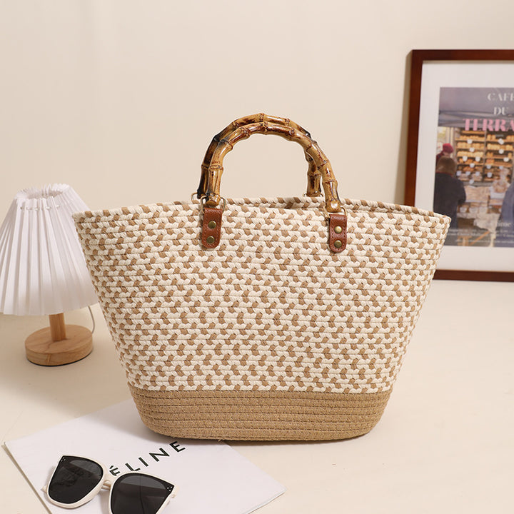 Elegant Bast Shopper med bambushåndtak Skanto