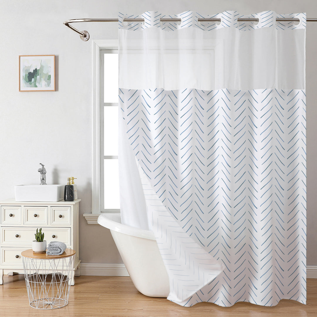 Herringbone mønster dusjgardin Skanto