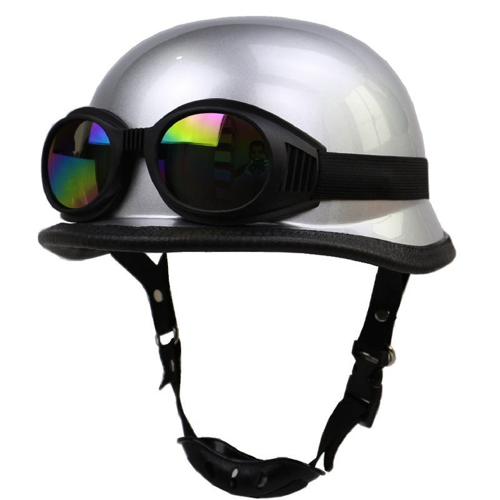 Retro Half-Style Motorsykkelhjelm med Beskyttelsesbriller Skanto