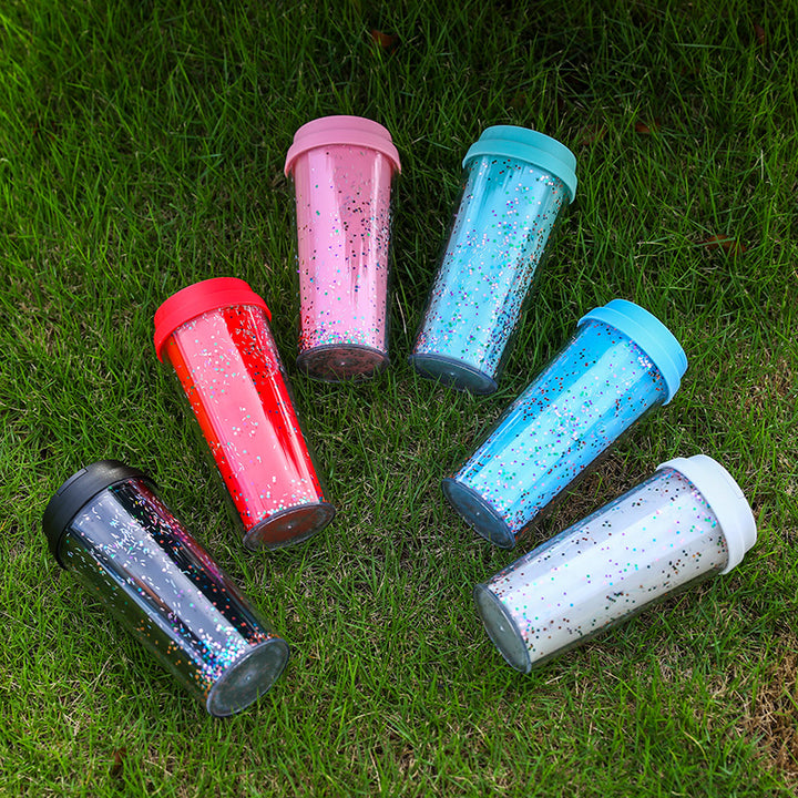 Dame Glitter Drikkekopp med Lekkasjefri Lokk og Ergonomisk Håndtak Skanto