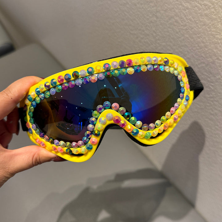 Dame skibrille med glitrende krystallramme Skanto