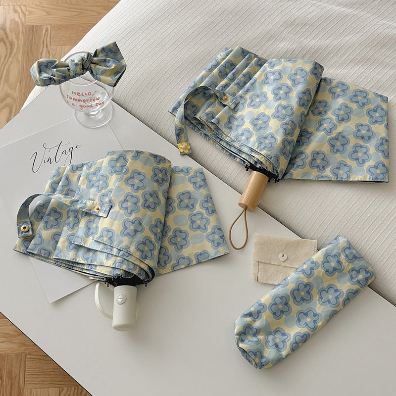 Dame Faltbar Regnparaply med elegant blomsterdesign Skanto