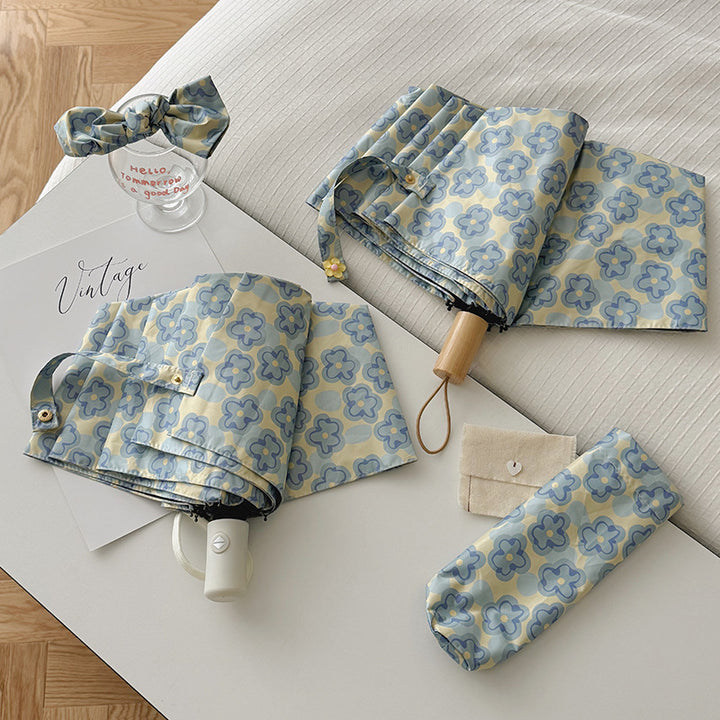 Dame Faltbar Regnparaply med elegant blomsterdesign Skanto
