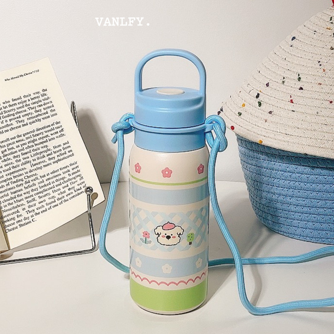 Damen Isoliertrinkflasche mit durchgehendem Tierdesign und Trageriemen Skanto