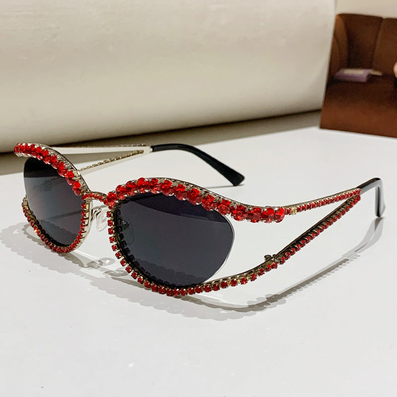 Dame Glamorøs solbrille med glitrende krystallakenter Skanto