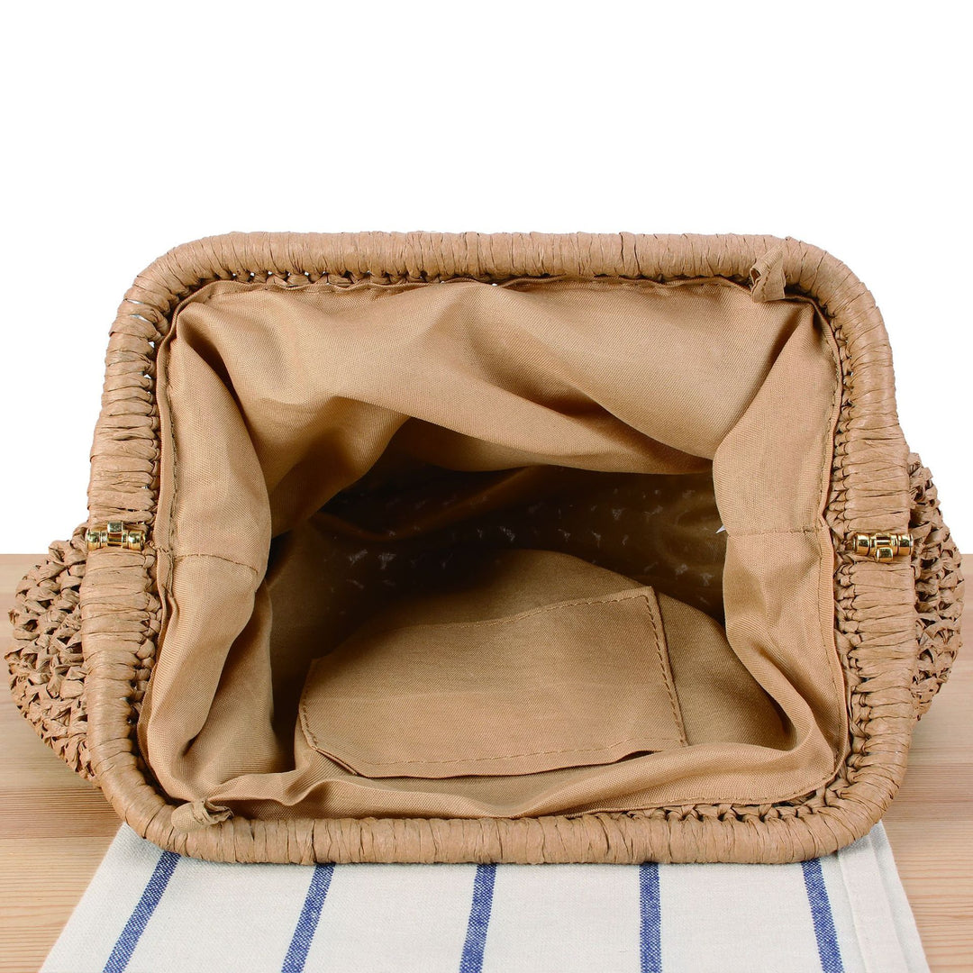 Basket bag with elegant wooden details Skanto