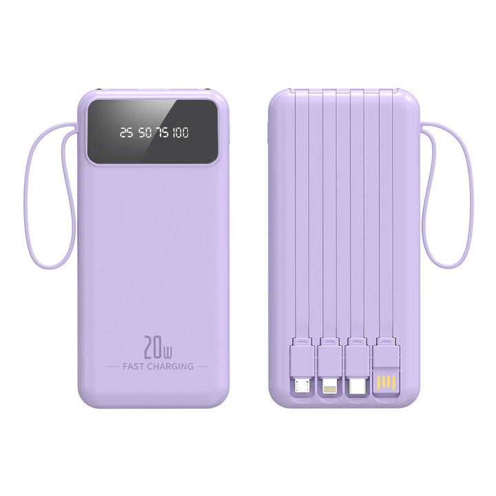 Høyytelses powerbank med integrerte ladekabler og digitalt display Skanto