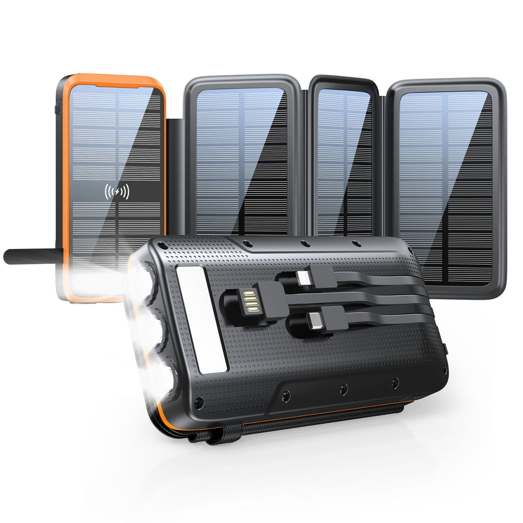 Solcelledrevet powerbank med LED-lamper Skanto