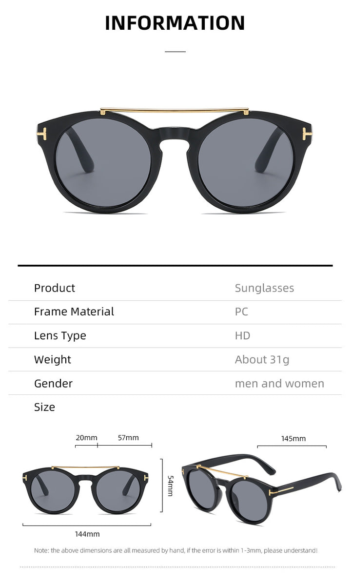 Dame fashionable solbriller med elegante runde glass Skanto