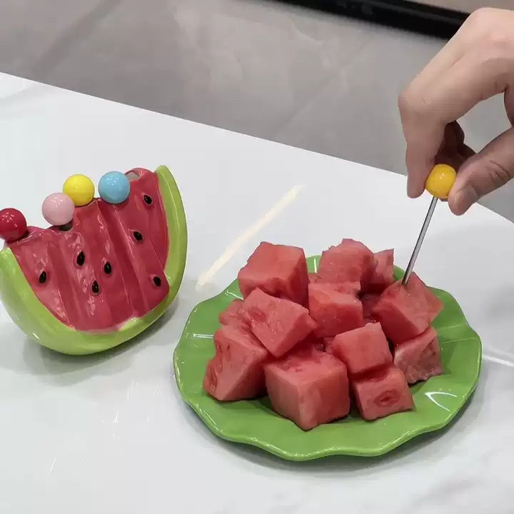 Skanto | Vannmelon Frukt Bite Sticks Gaffel Sett