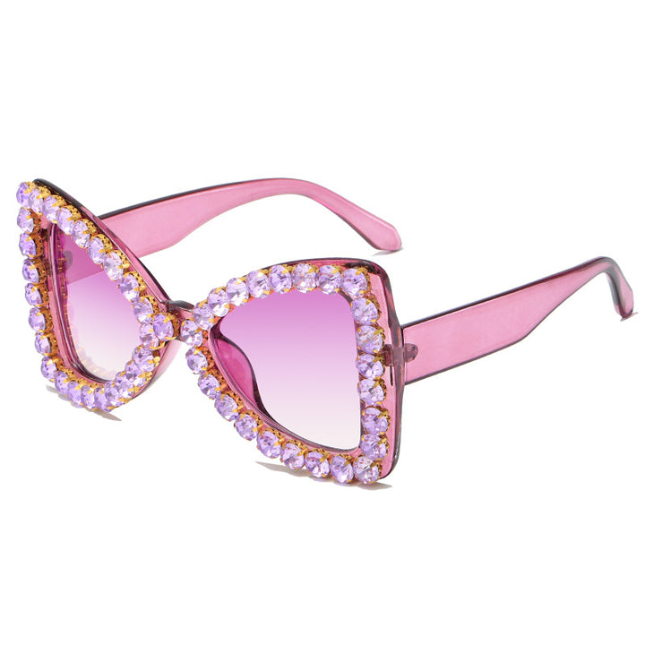 Dame Glamourøs Solbrille med Krystalldekorasjon Skanto