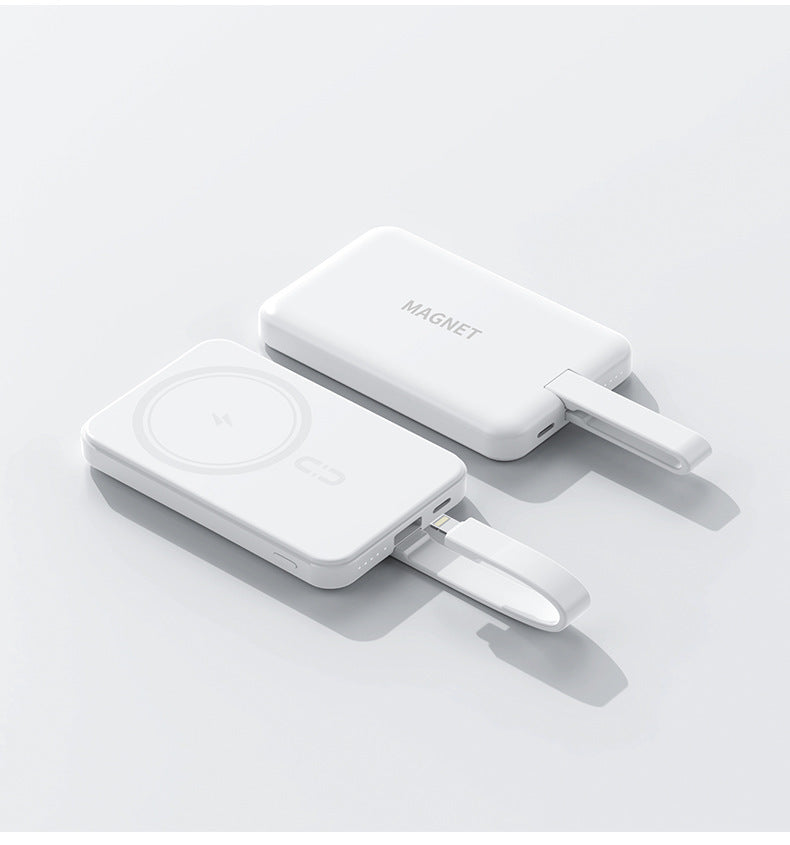 Magnetisk Powerbank med trådløs lad funksjon og integrert kablingssystem Skanto