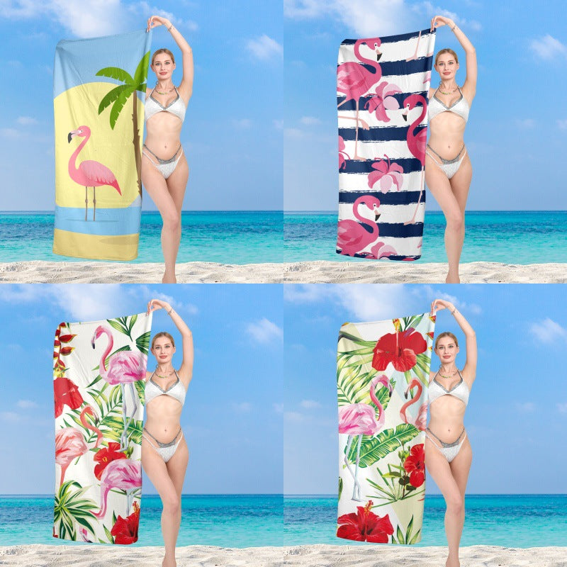 elegant og funksjonelt strandhåndkle med tropisk flamingo-design Skanto