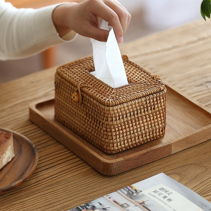 WillowNest Rattan Tissue Box Håndvevd Naturlig Eleganse | Skanto